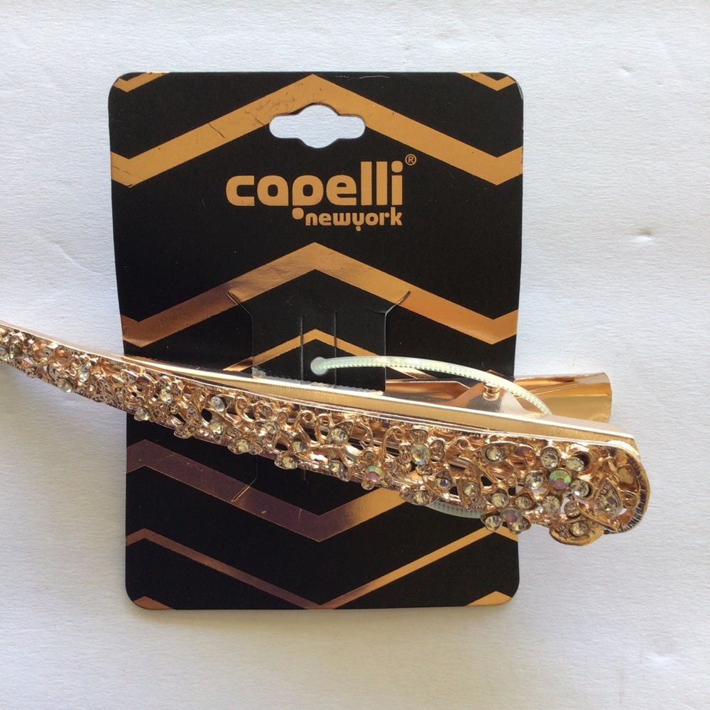 CAPELLI ROSE GOLD EMBELLISHED HAIR CLIP NWT